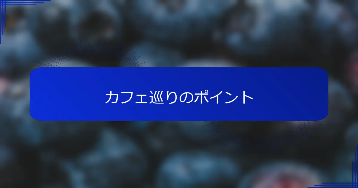 カフェ巡りのポイント